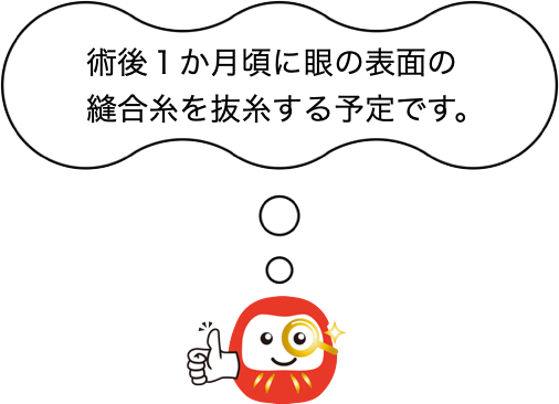 術後１か月頃に縫合糸を抜糸する予定です。